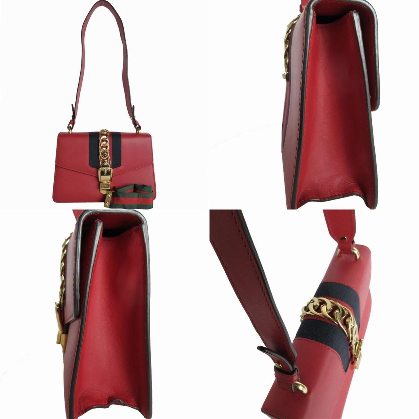 Gucci Sylvie, Red, Leather, shoulder