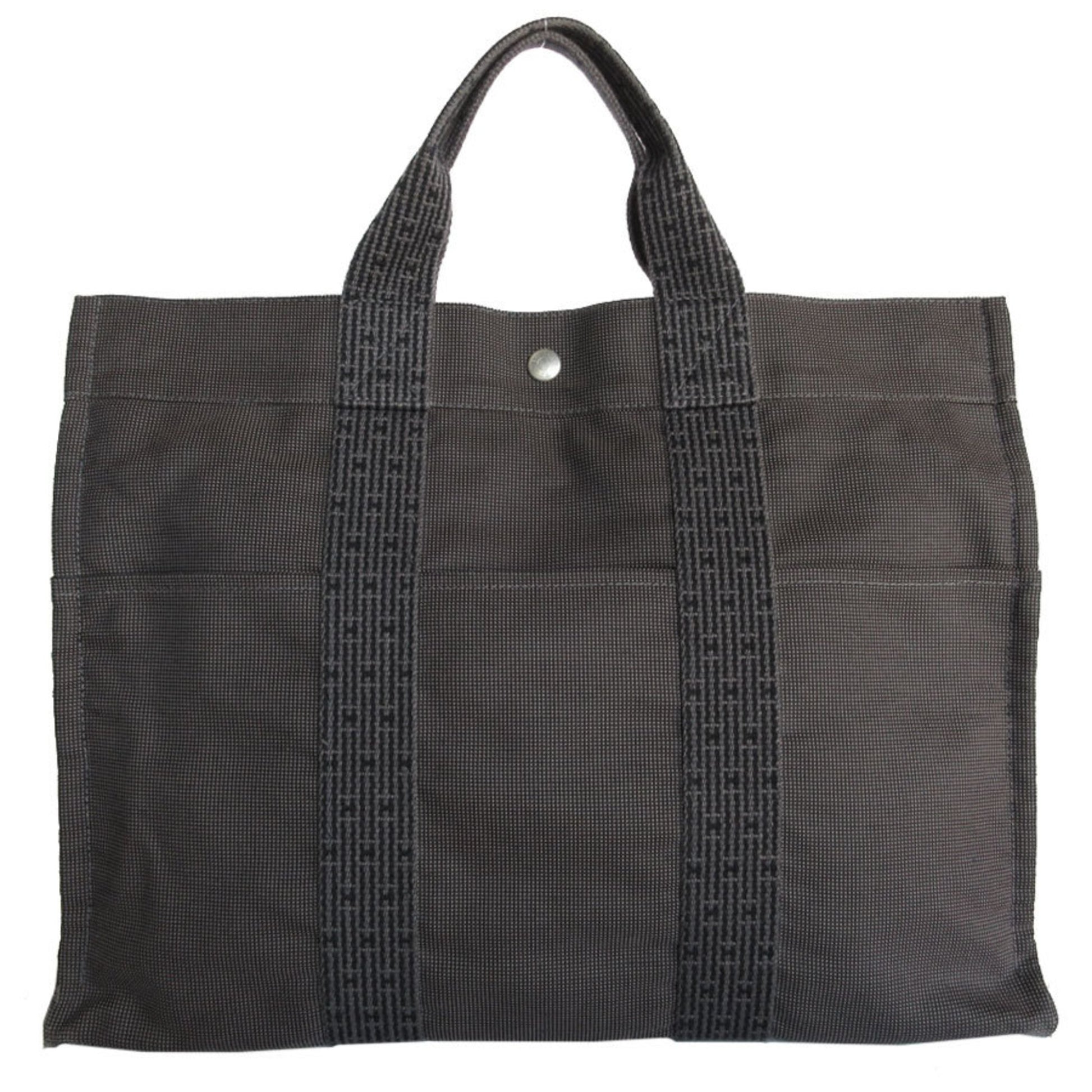 Hermès Herline, Grey, Canvas, tote