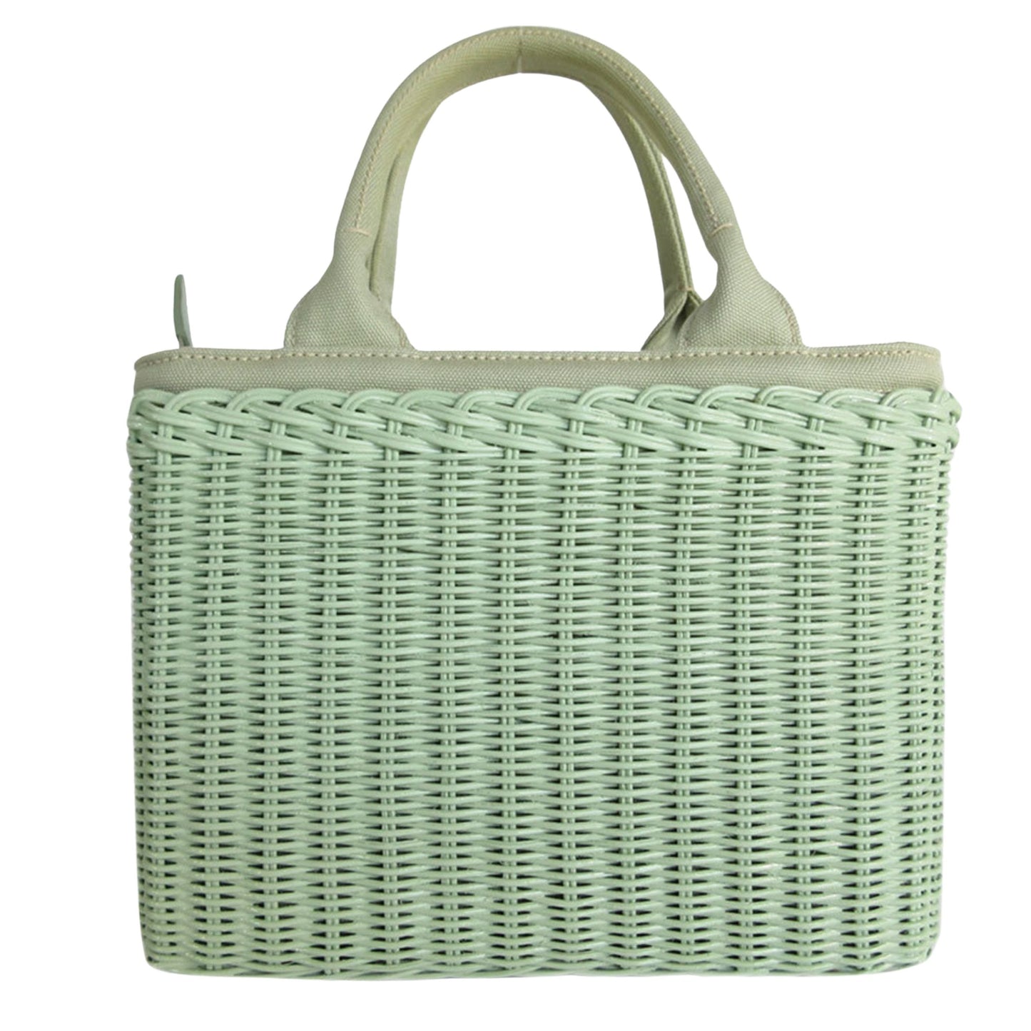 Prada Midollino, Green, Canvas, handbag