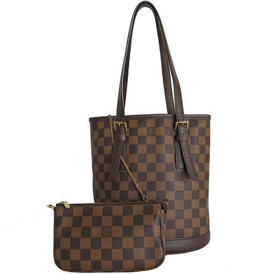 Louis Vuitton Bucket PM, Brown, Canvas, shoulder