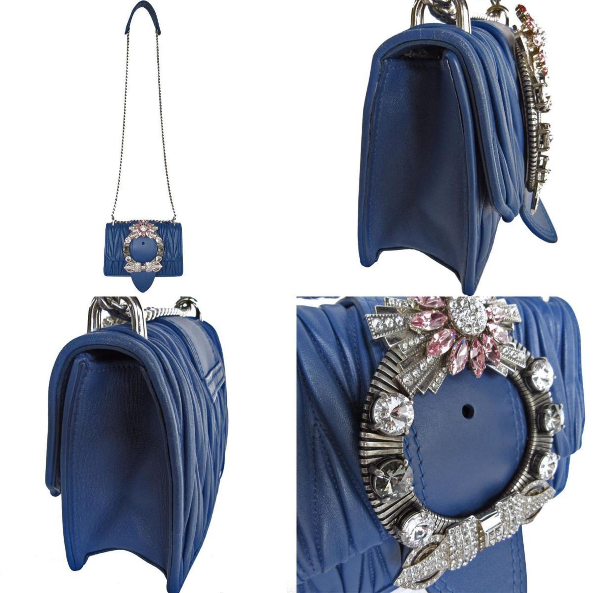 Miu Miu, Blue, Leather, shoulder