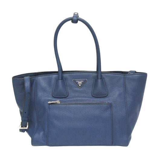 Prada Vitello phenix, Blue, Leather, tote
