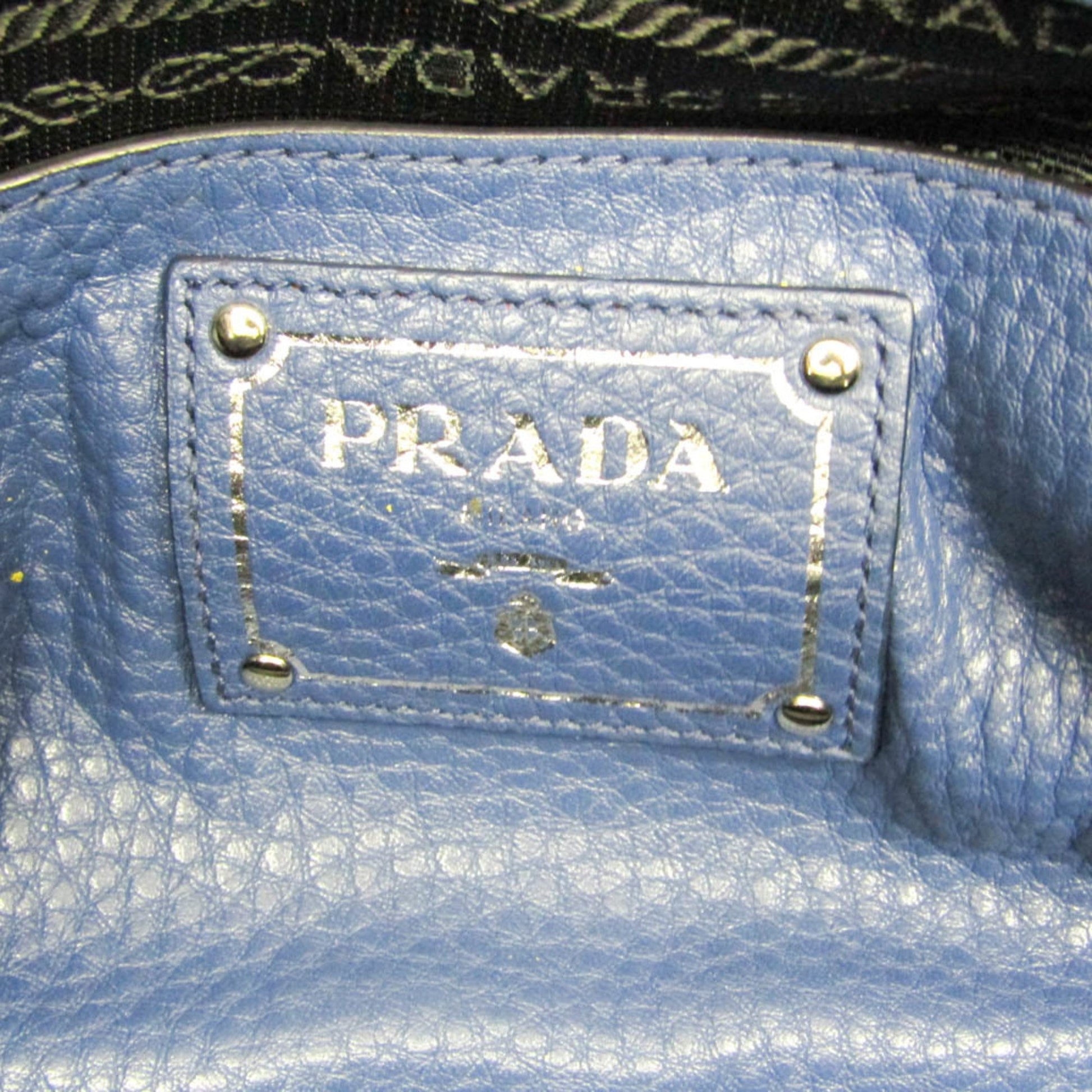 Prada Vitello phenix, Blue, Leather, tote