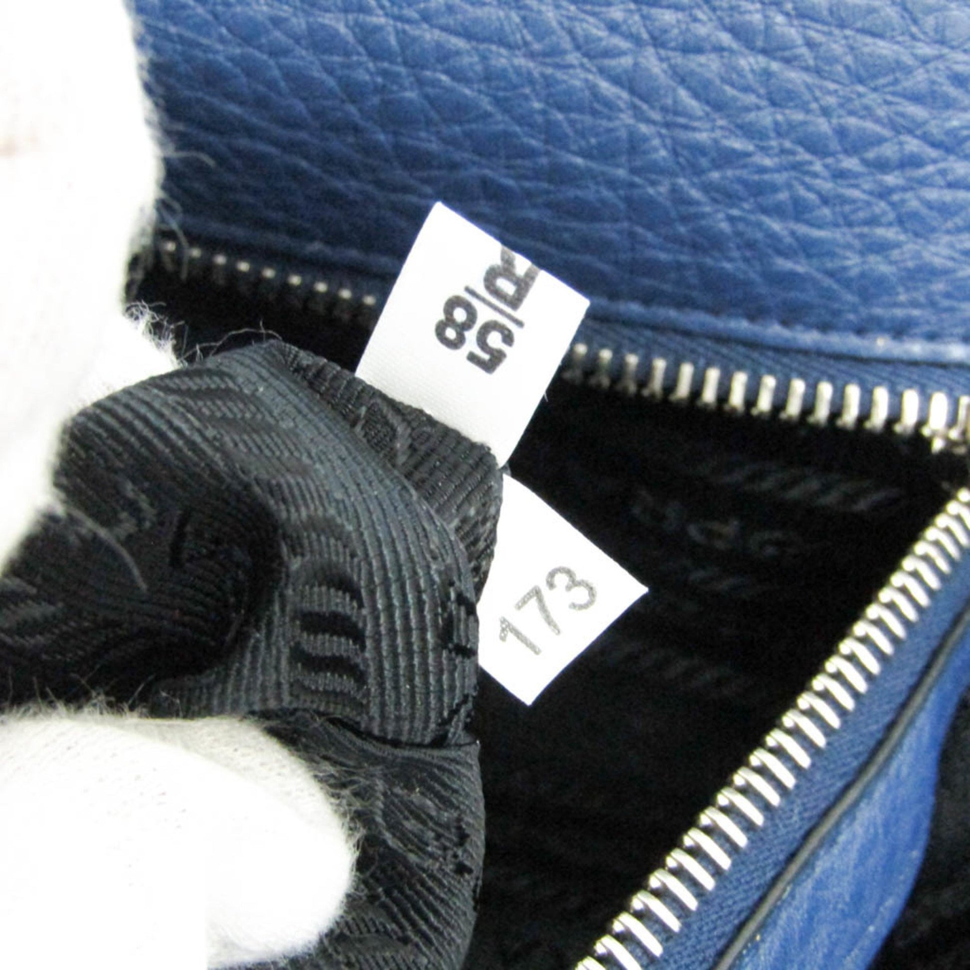 Prada Vitello phenix, Blue, Leather, tote