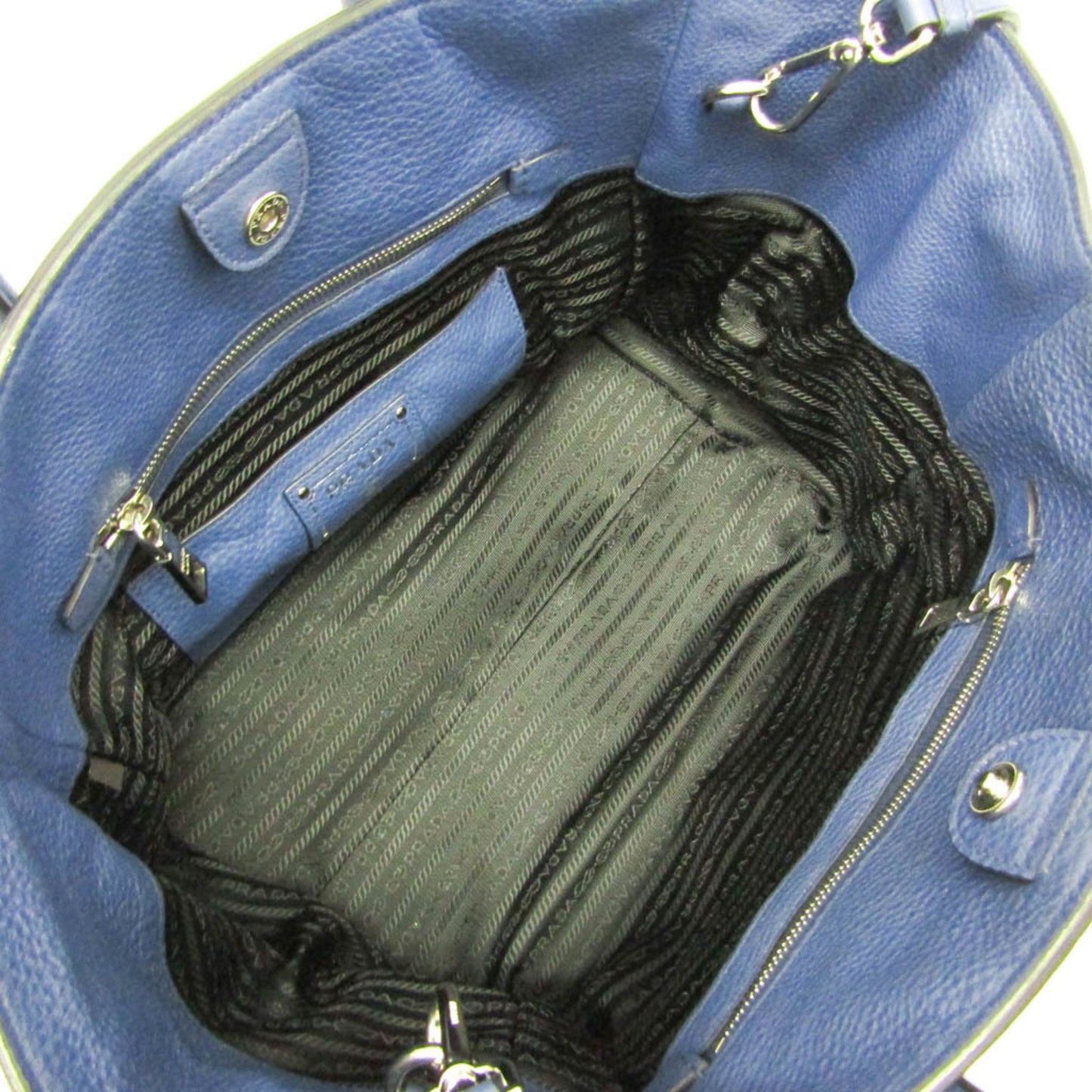Prada Vitello phenix, Blue, Leather, tote