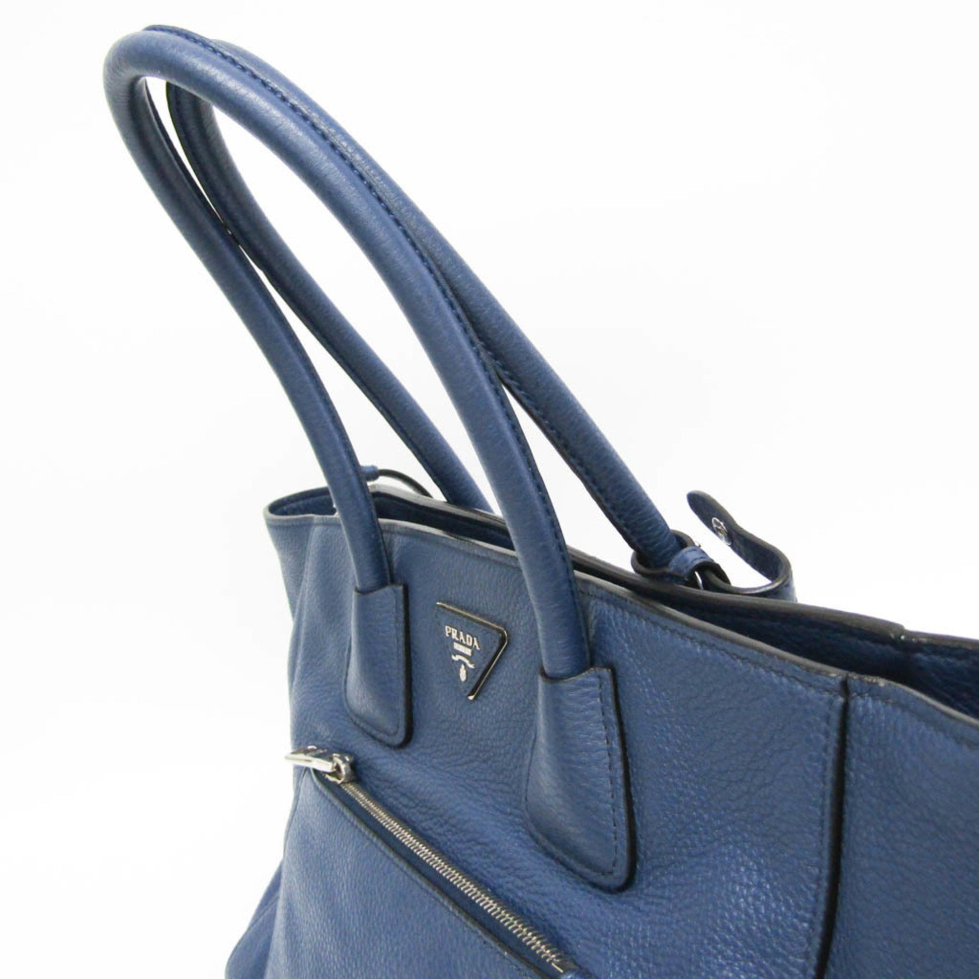 Prada Vitello phenix, Blue, Leather, tote