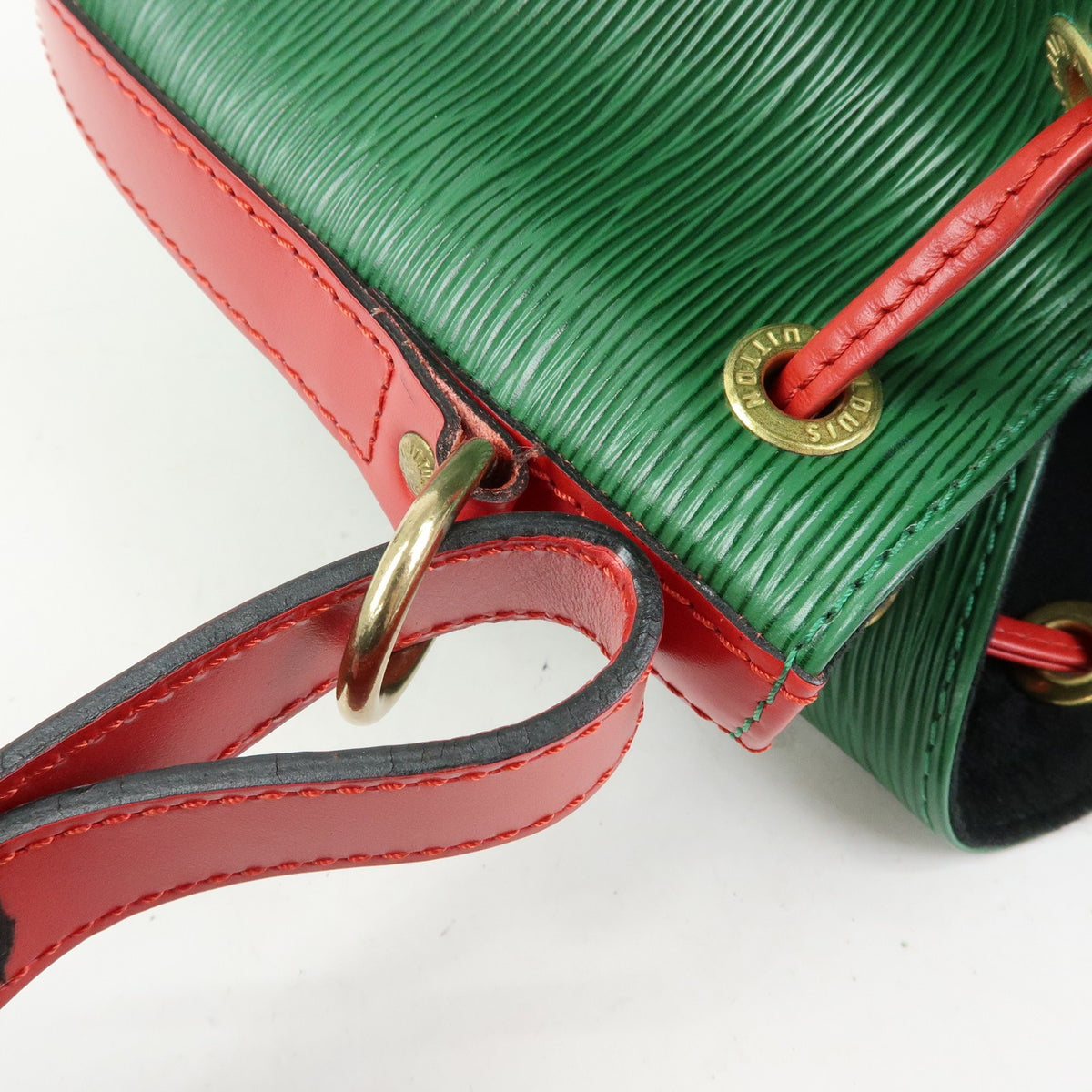 Louis Vuitton Bicolor Petit Noe Epi Leather, Green, Leather, Handbag