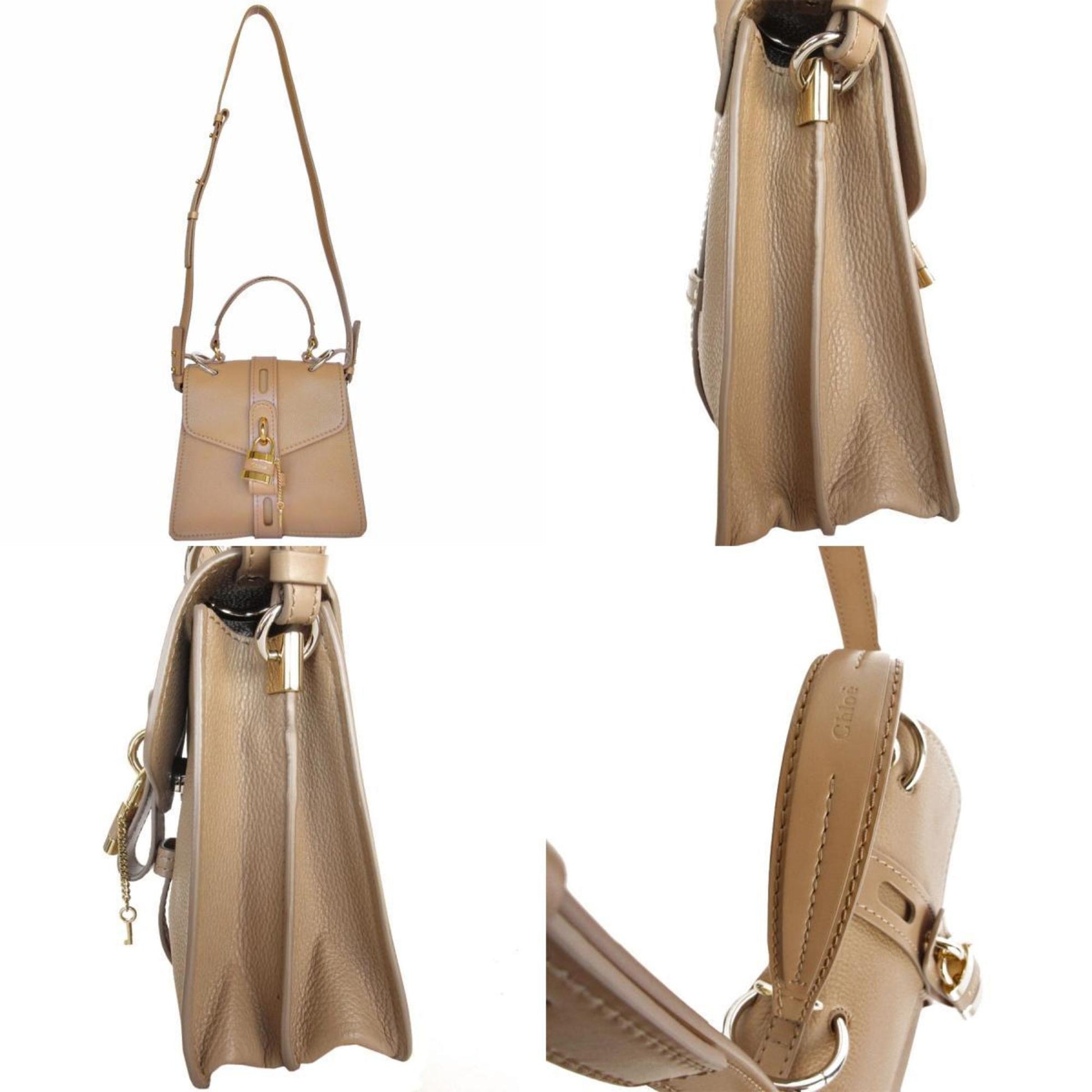 Chloé Aby, Beige, Leather, handbag