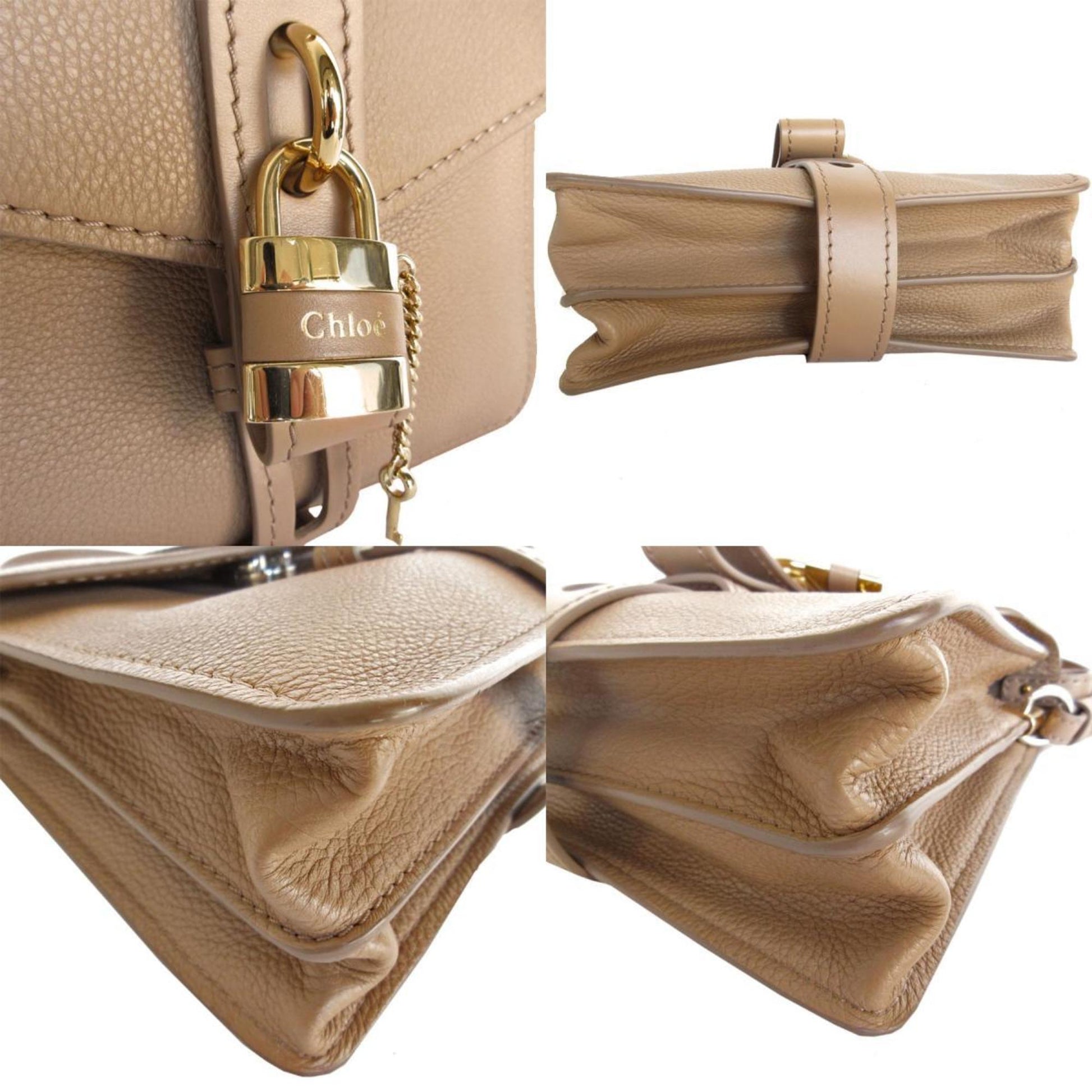 Chloé Aby, Beige, Leather, handbag