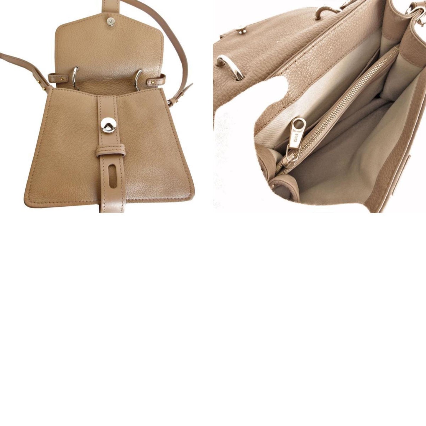 Chloé Aby, Beige, Leather, handbag