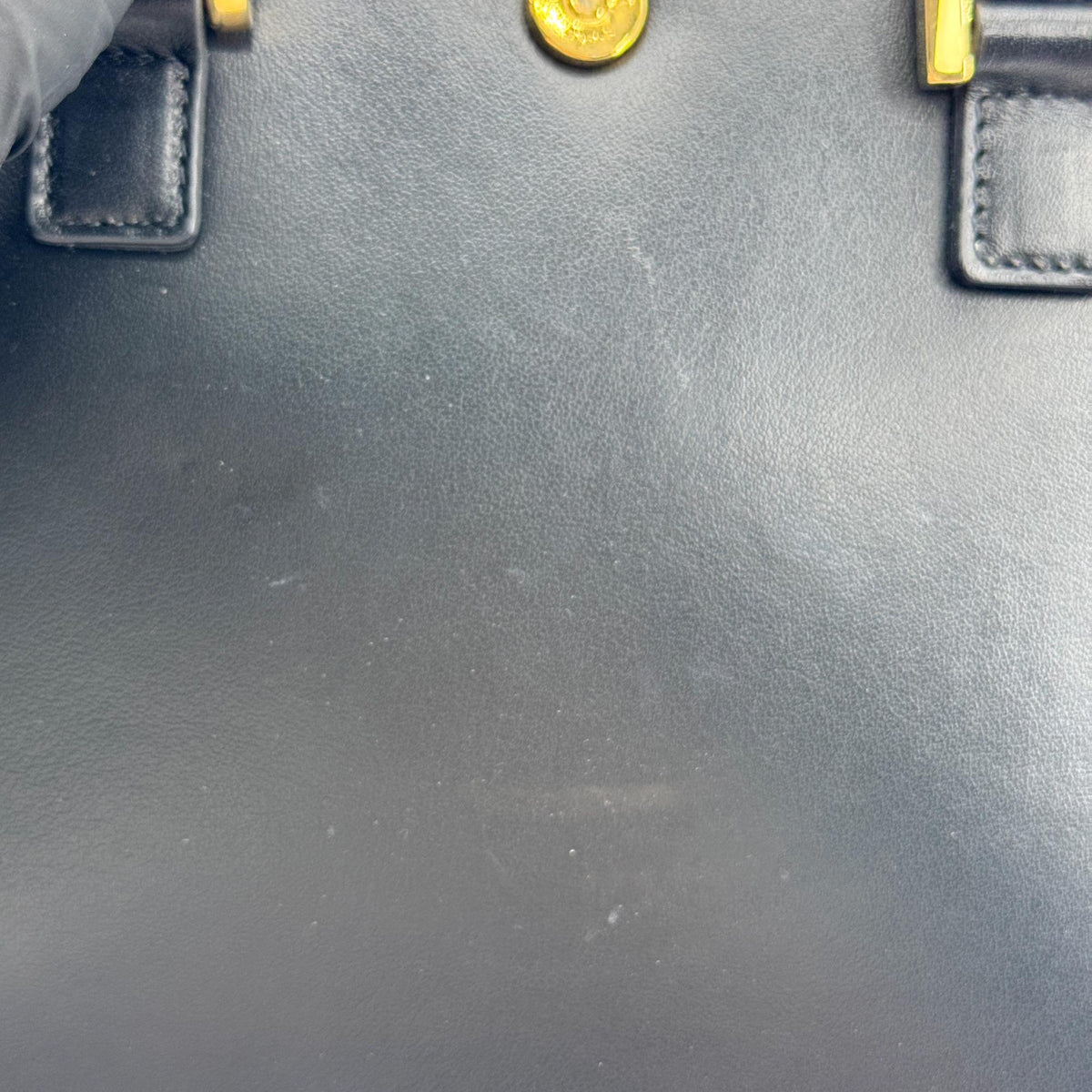 Saint Laurent Convertible Monogram Cabas Leather, Black, Leather, Tote Bag