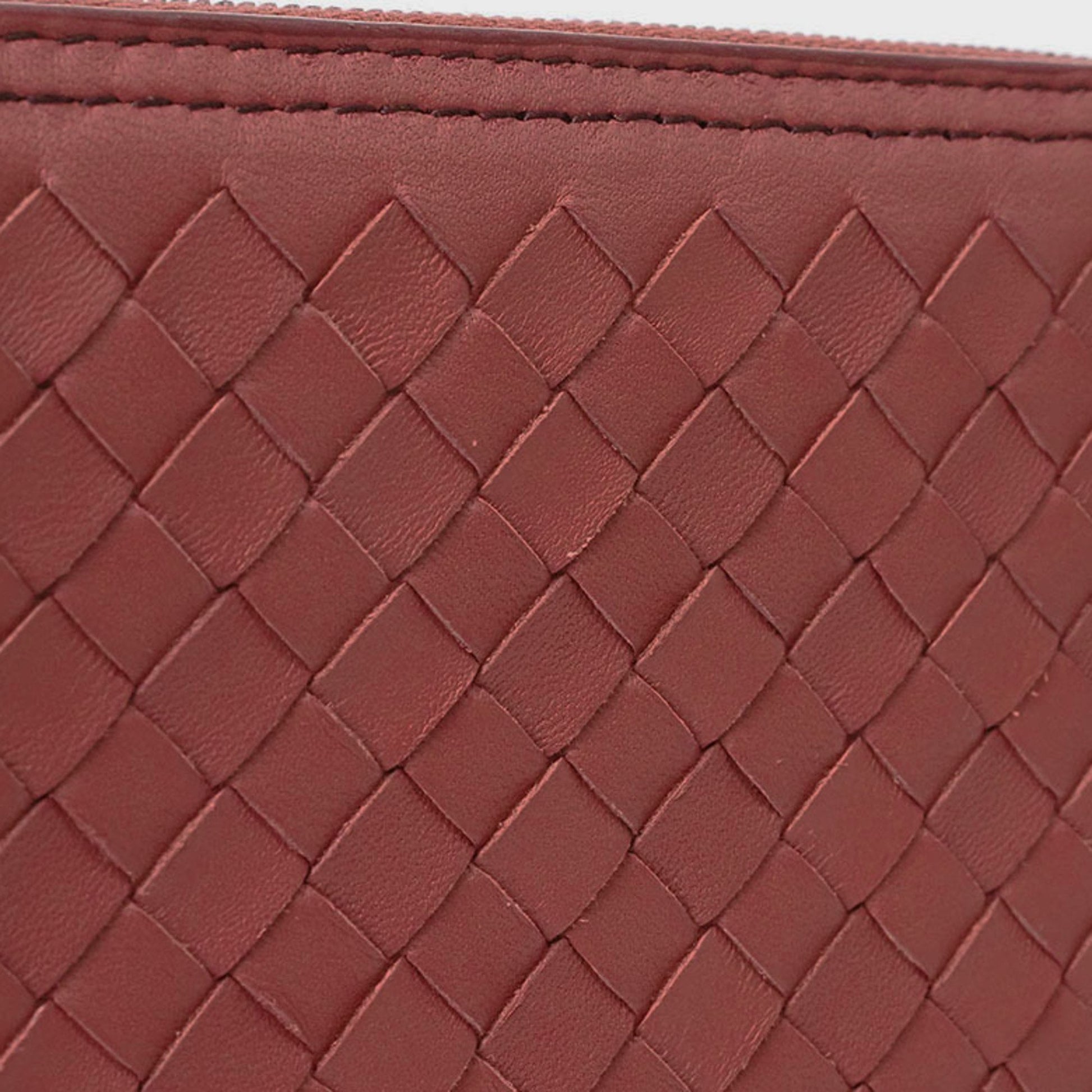 Bottega Veneta Intrecciato, Red, Leather, wallet