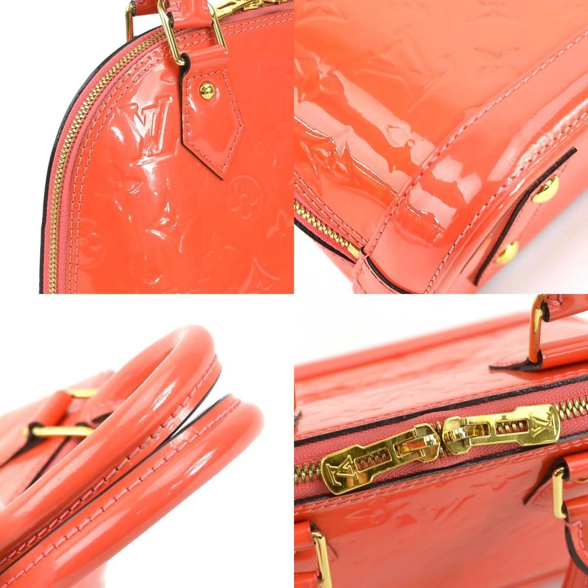 Louis Vuitton Alma Handbag Monogram Vernis, ORANGE, PATENT_LEATHER, Handbag