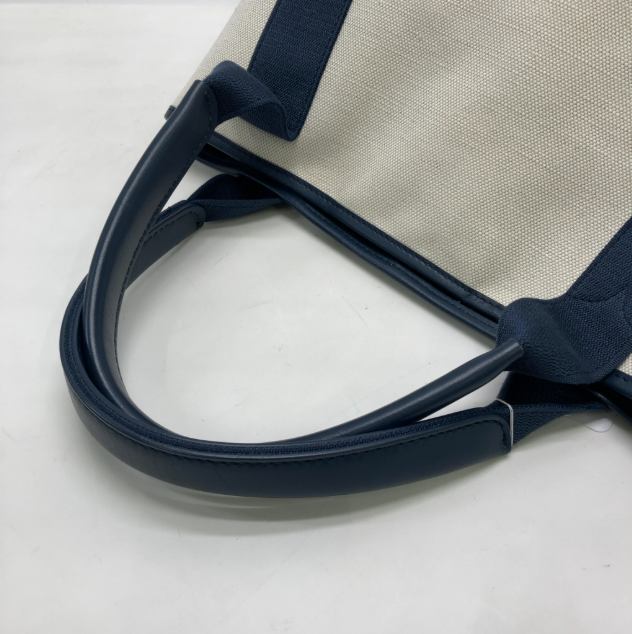 Balenciaga Navy Cabas Canvas with Leather, Navy, Canvas, Tote Bag