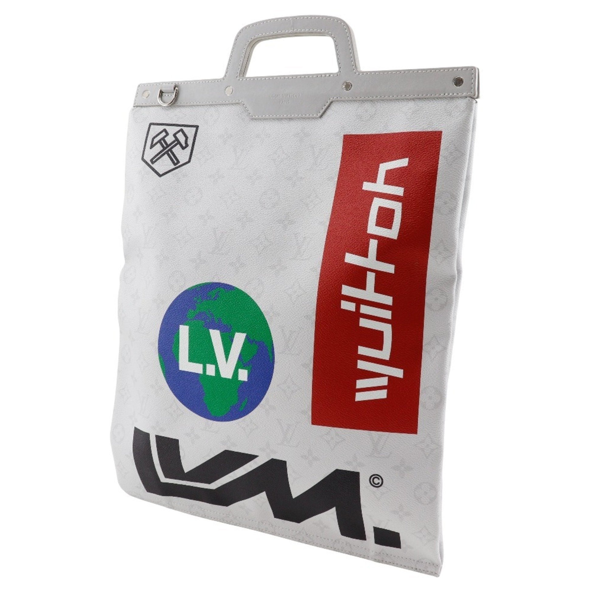Louis Vuitton Flat Vertical, Grey, Canvas, tote