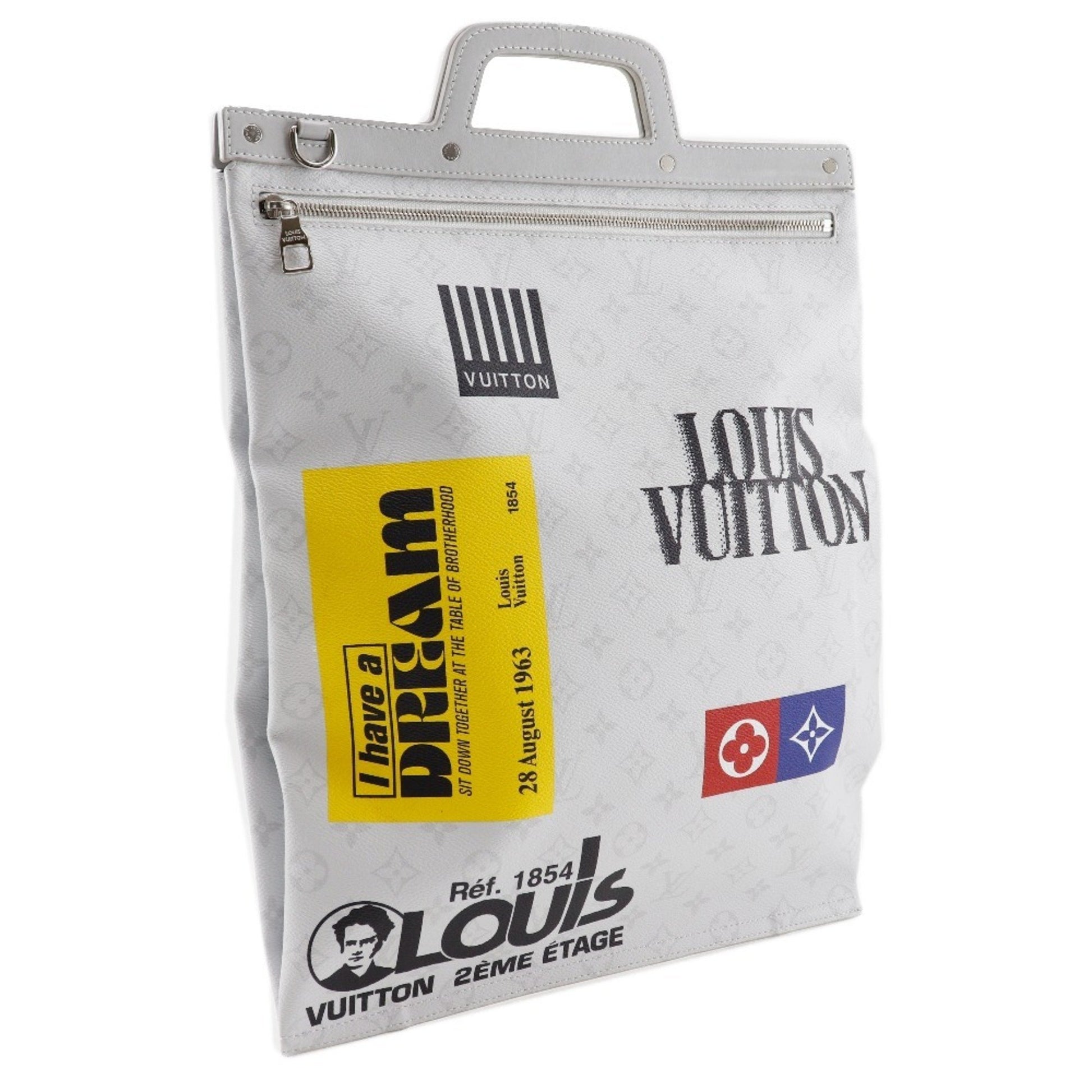 Louis Vuitton Flat Vertical, Grey, Canvas, tote