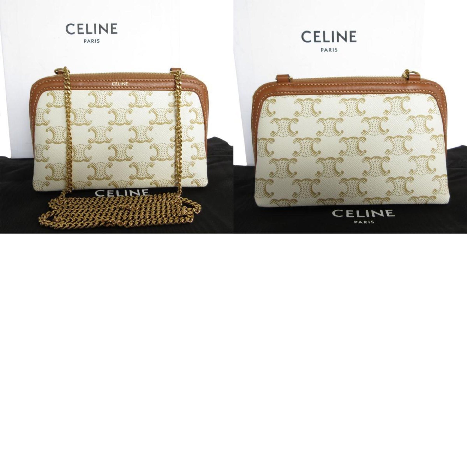 Céline Triomphe, White, Canvas, shoulder