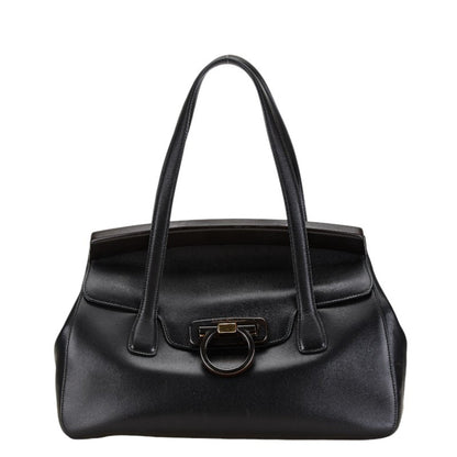 Salvatore Ferragamo Gancini, Black, Leather, tote