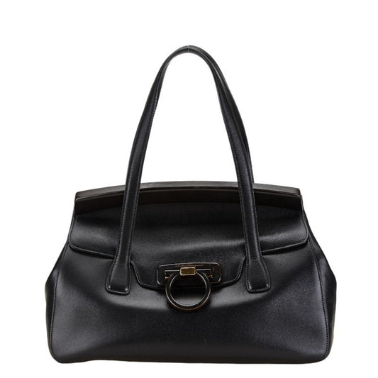 Salvatore Ferragamo Gancini, Black, Leather, tote