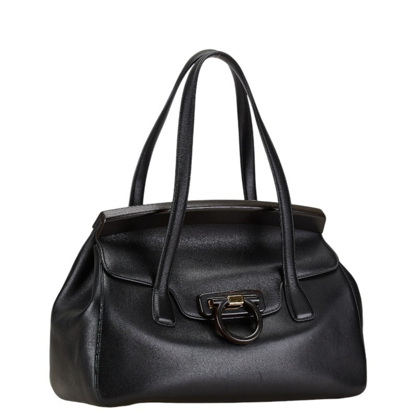 Salvatore Ferragamo Gancini, Black, Leather, tote