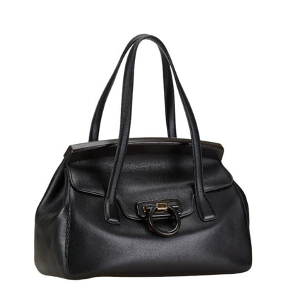 Salvatore Ferragamo Gancini, Black, Leather, tote