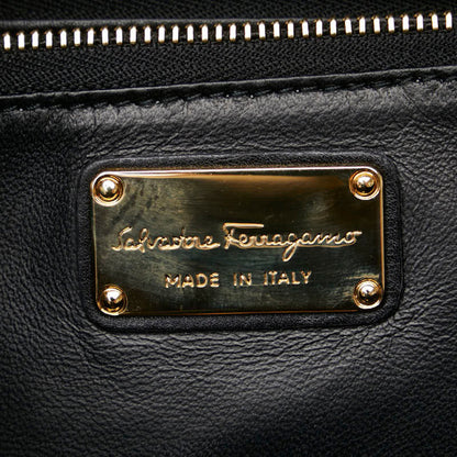 Salvatore Ferragamo Gancini, Black, Leather, tote