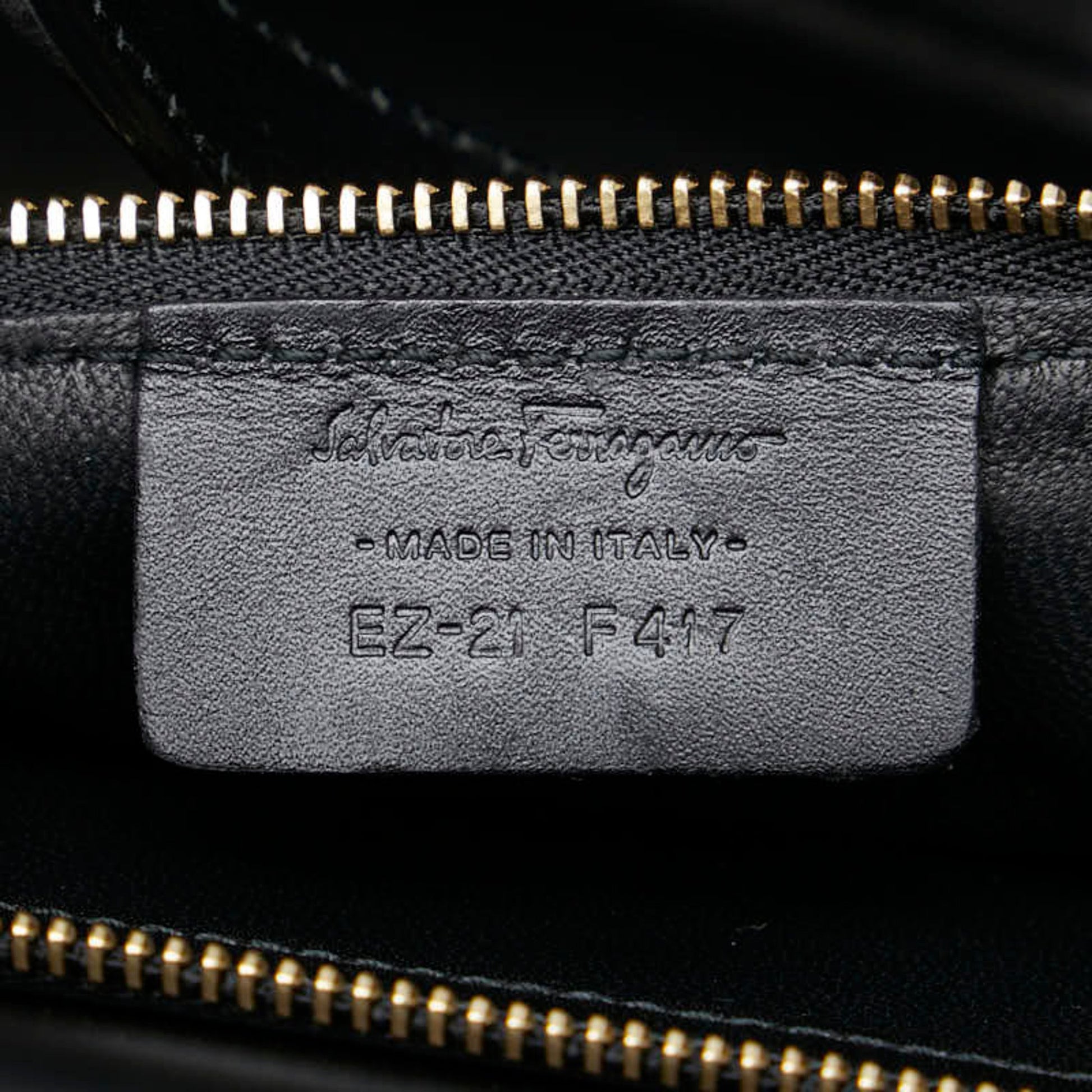 Salvatore Ferragamo Gancini, Black, Leather, tote