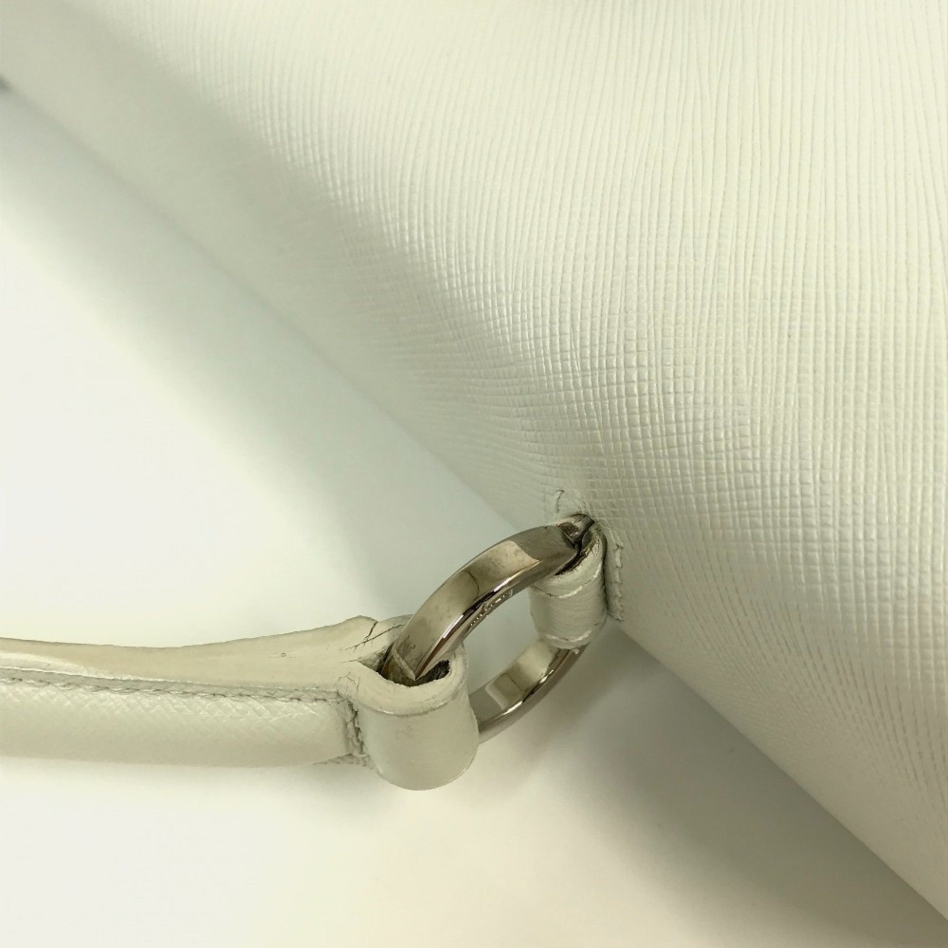 Salvatore Ferragamo Gancini, White, Leather, handbag