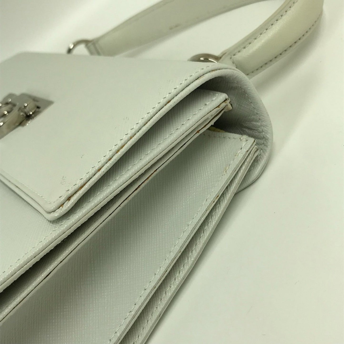 Salvatore Ferragamo Gancini, White, Leather, handbag
