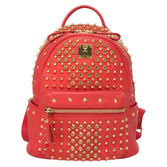 MCM Stark, Red, Leather, backpack