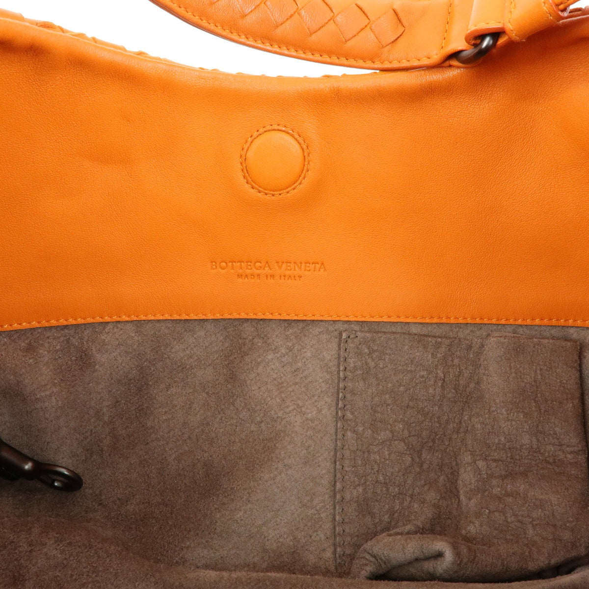 Bottega Veneta Campana Hobo Intrecciato Nappa, Orange, Leather, Shoulder Bag