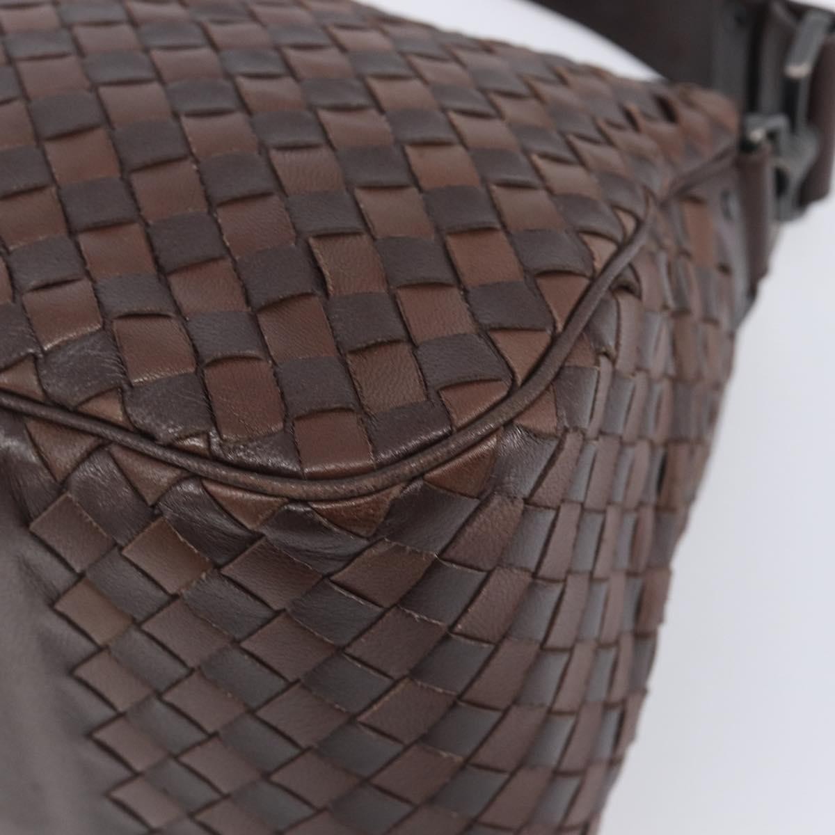 Bottega Veneta Intrecciato Shoulder Leather, Brown, Leather, Shoulder Bag