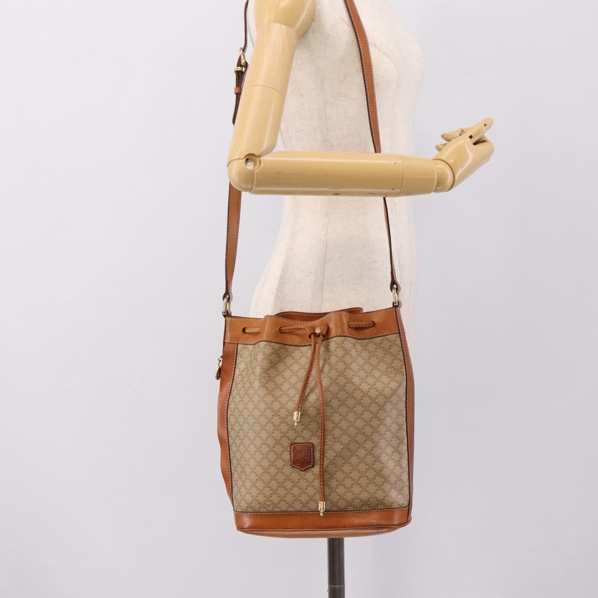 Celine Macadam Leather, Beige, Canvas, Shoulder Bag
