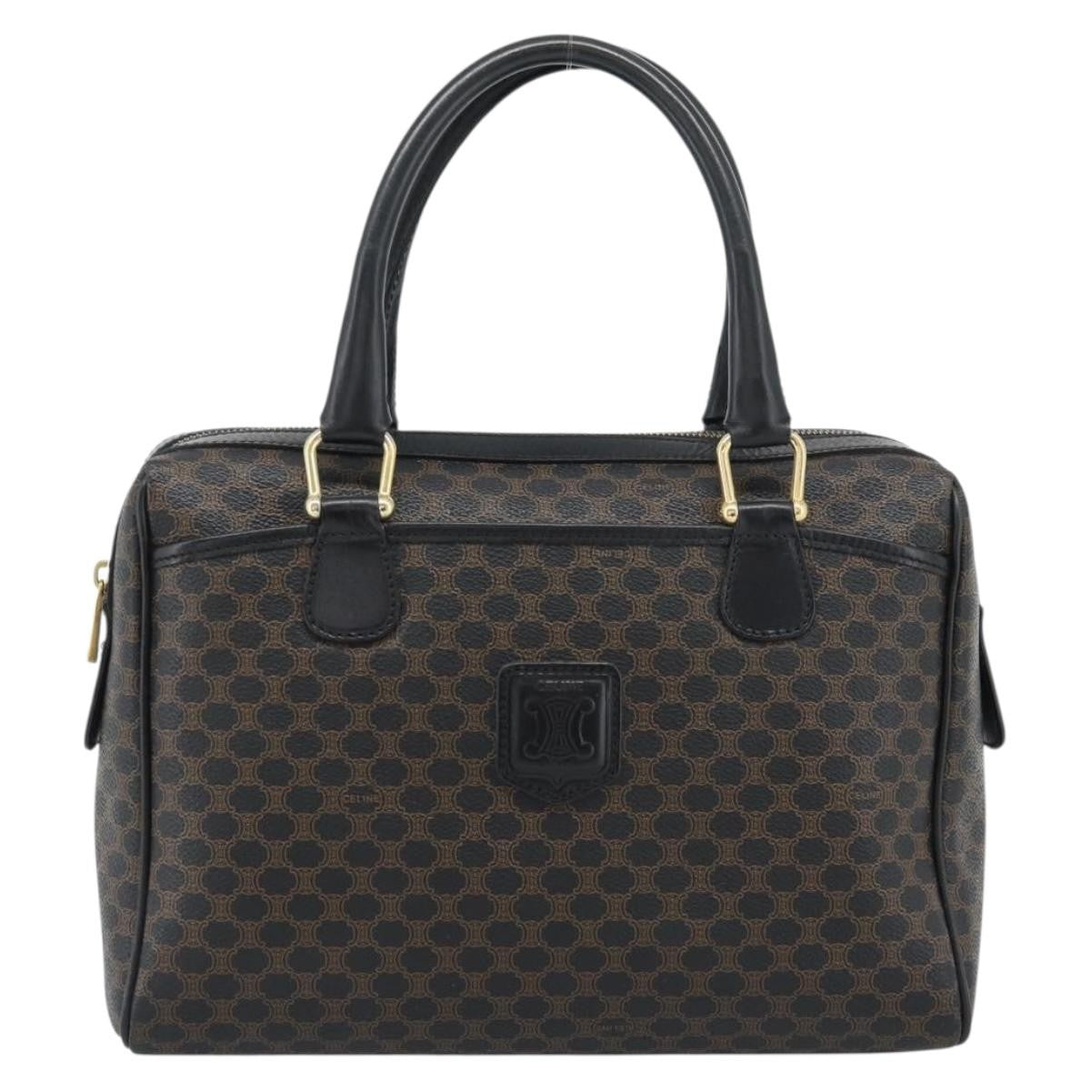 Celine Vintage Boston Macadam Coated Canvas, Black, Canvas, Handbag