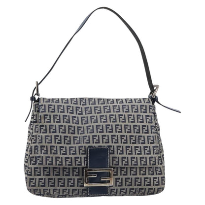 Fendi Zucchino Mamma Baguette Canvas, Navy, Canvas, Shoulder Bag