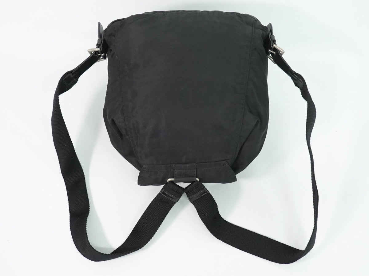 Prada Front Pocket Buckle Nylon, Black, Nylon, Backpack