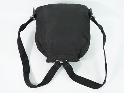 Prada Front Pocket Buckle Nylon, Black, Nylon, Backpack