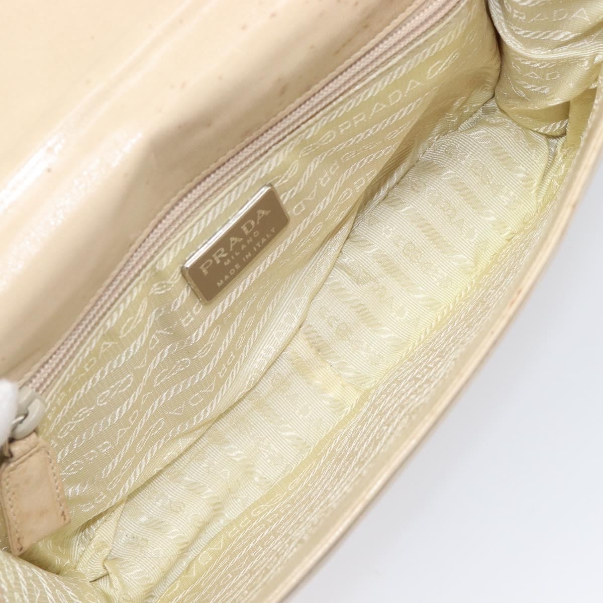 Prada Resin Chain Ruffle Flap Leather, Beige, Leather, Handbag