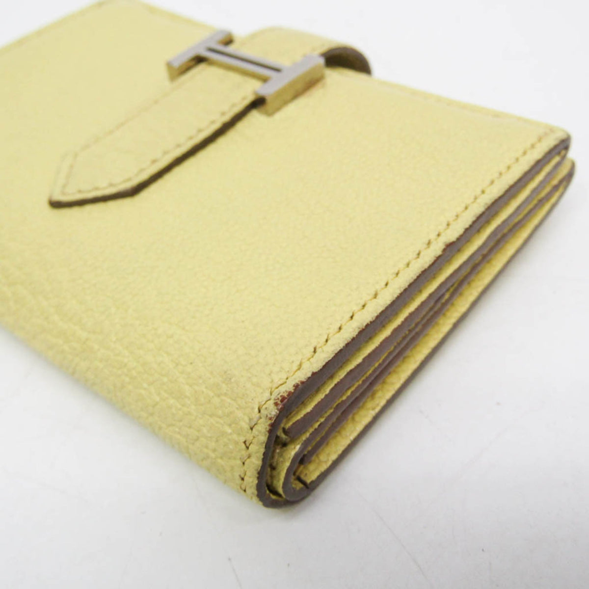 Hermes Bearn Chevre Mysore, Yellow, Leather, Wallet
