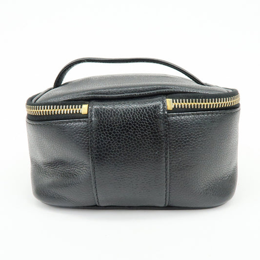 Chanel Vintage Timeless Cosmetic Case Caviar, Black, Leather, Clutch