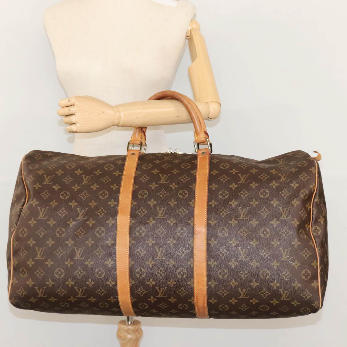 Louis Vuitton Keepall 60, Brown, Canvas, travel