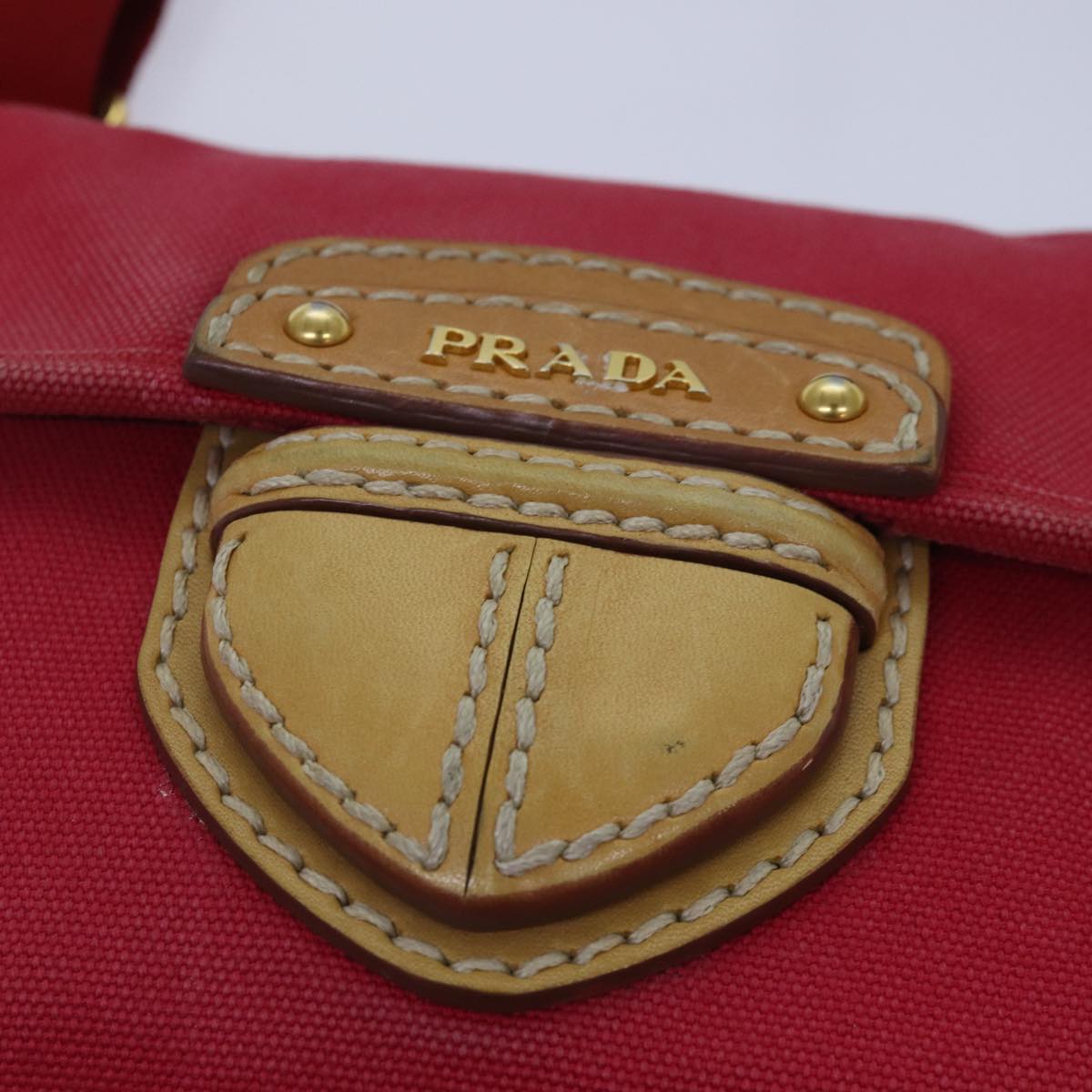 Prada, Red, Canvas, shoulder