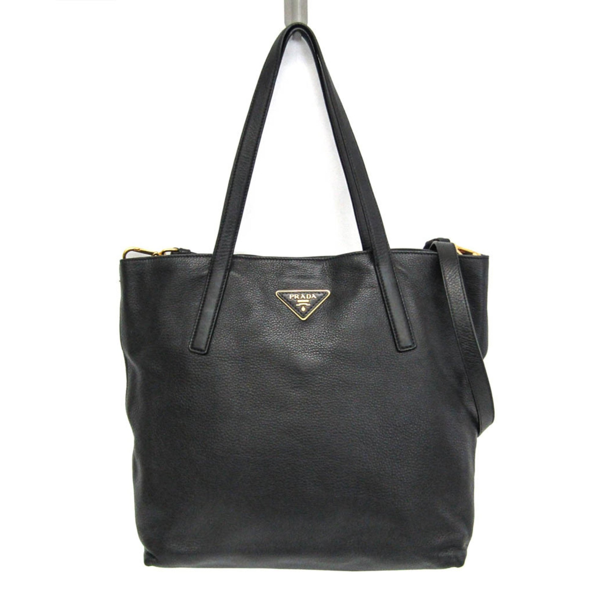 Prada Vitello, Black, Leather, shoulder