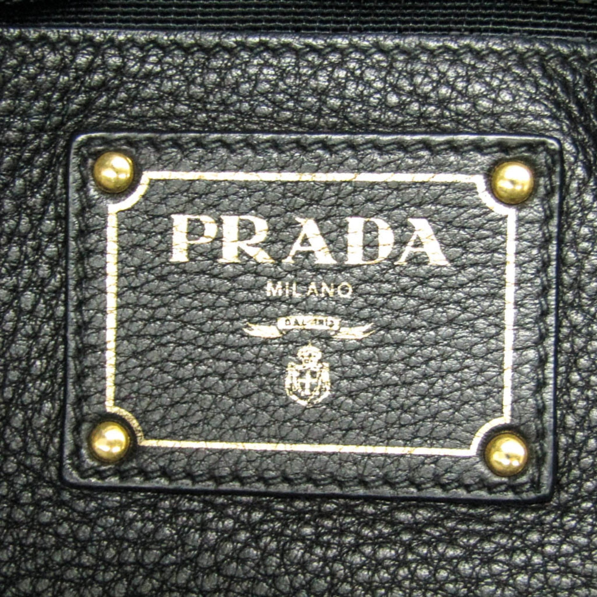 Prada Vitello, Black, Leather, shoulder