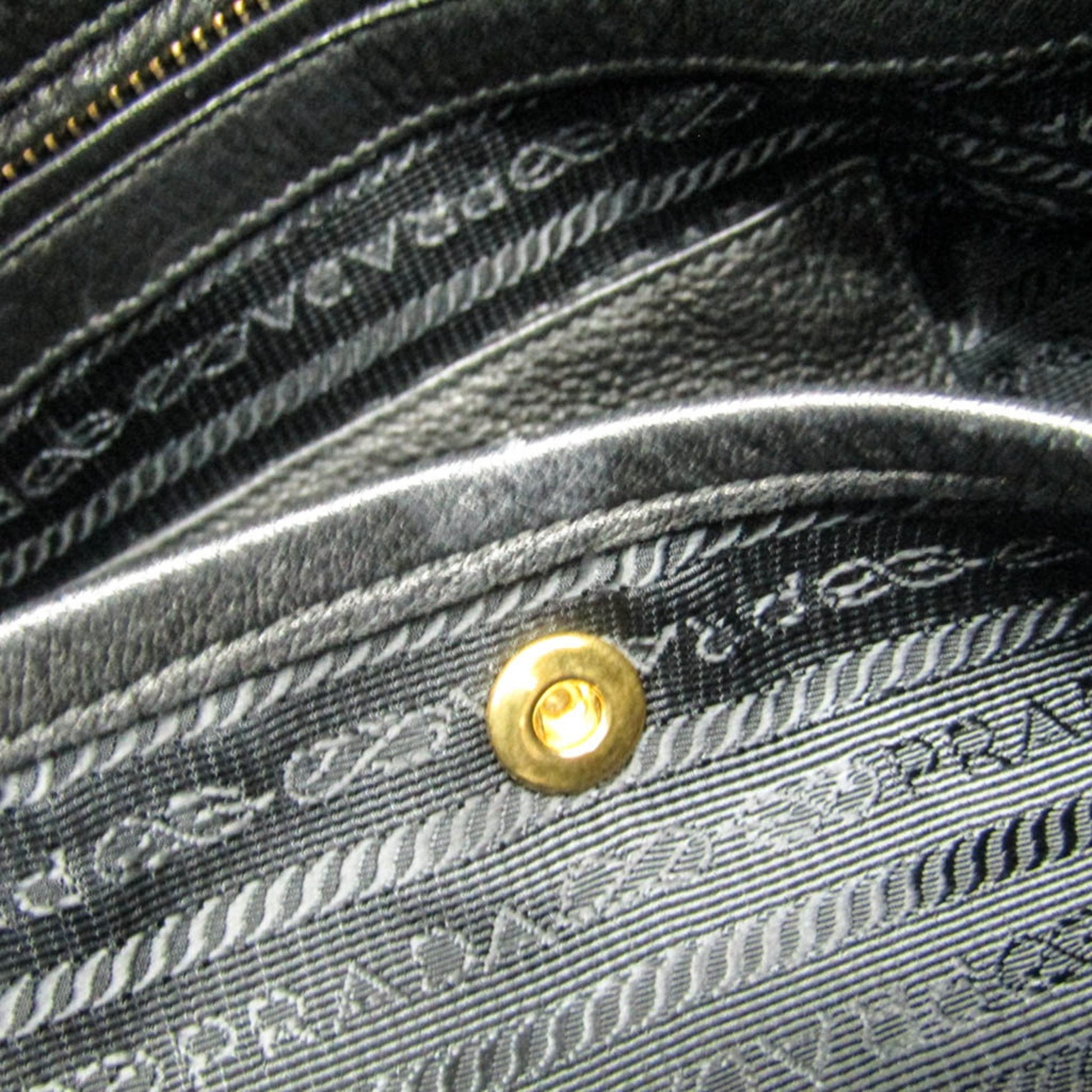 Prada Vitello, Black, Leather, shoulder
