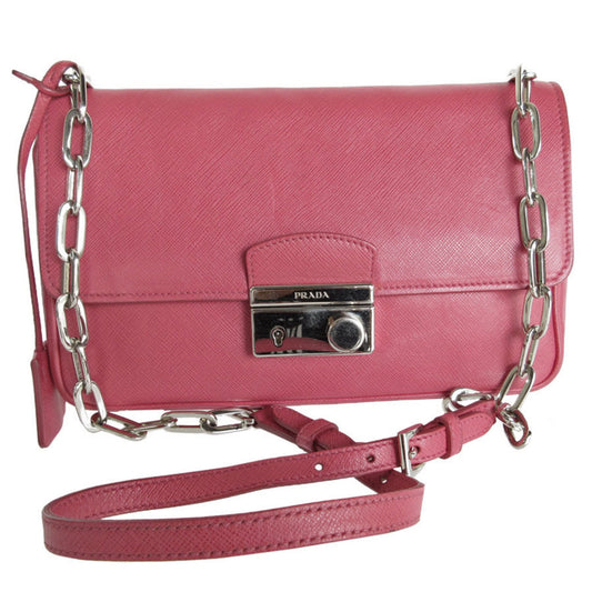 Prada Saffiano, Pink, Leather, shoulder
