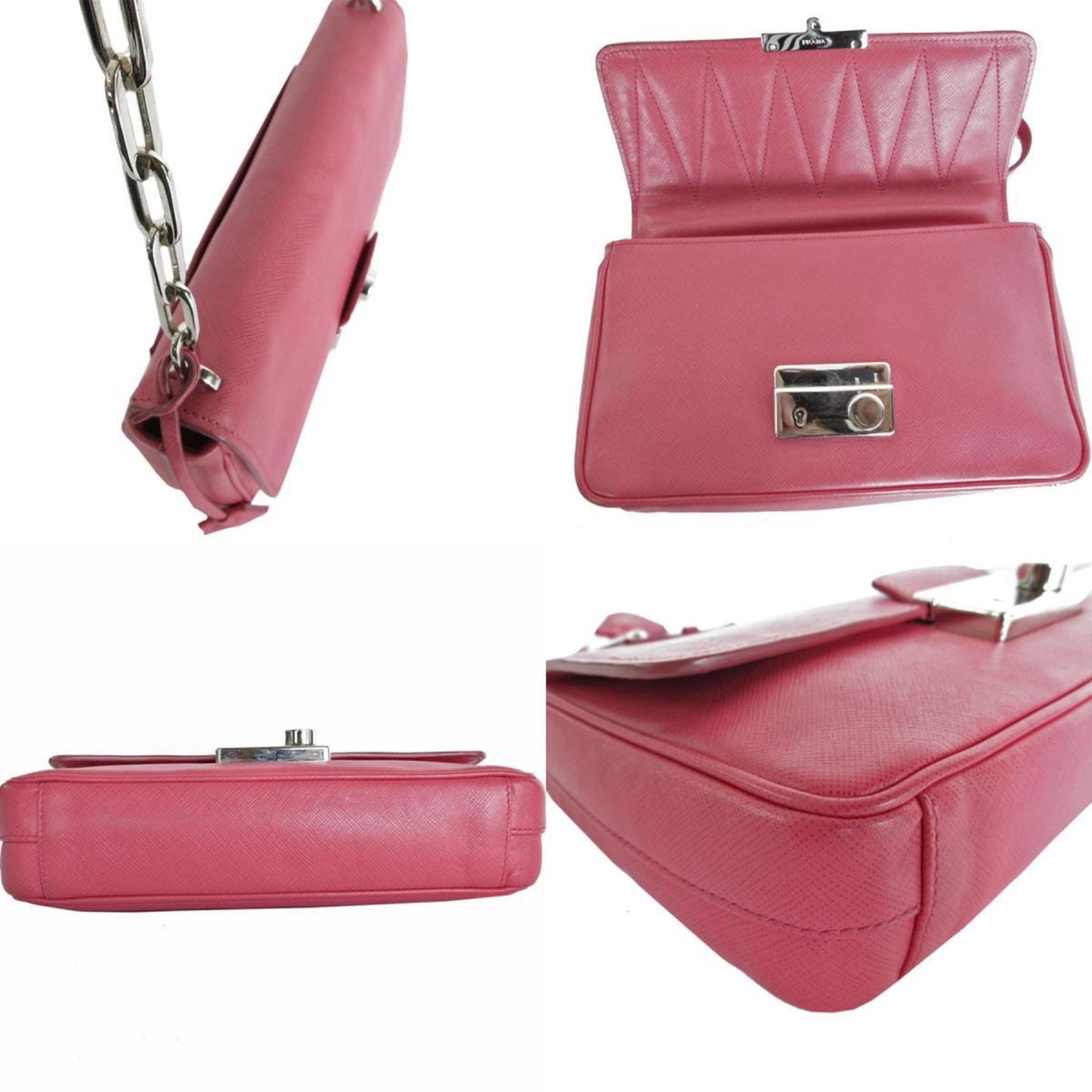 Prada Saffiano, Pink, Leather, shoulder