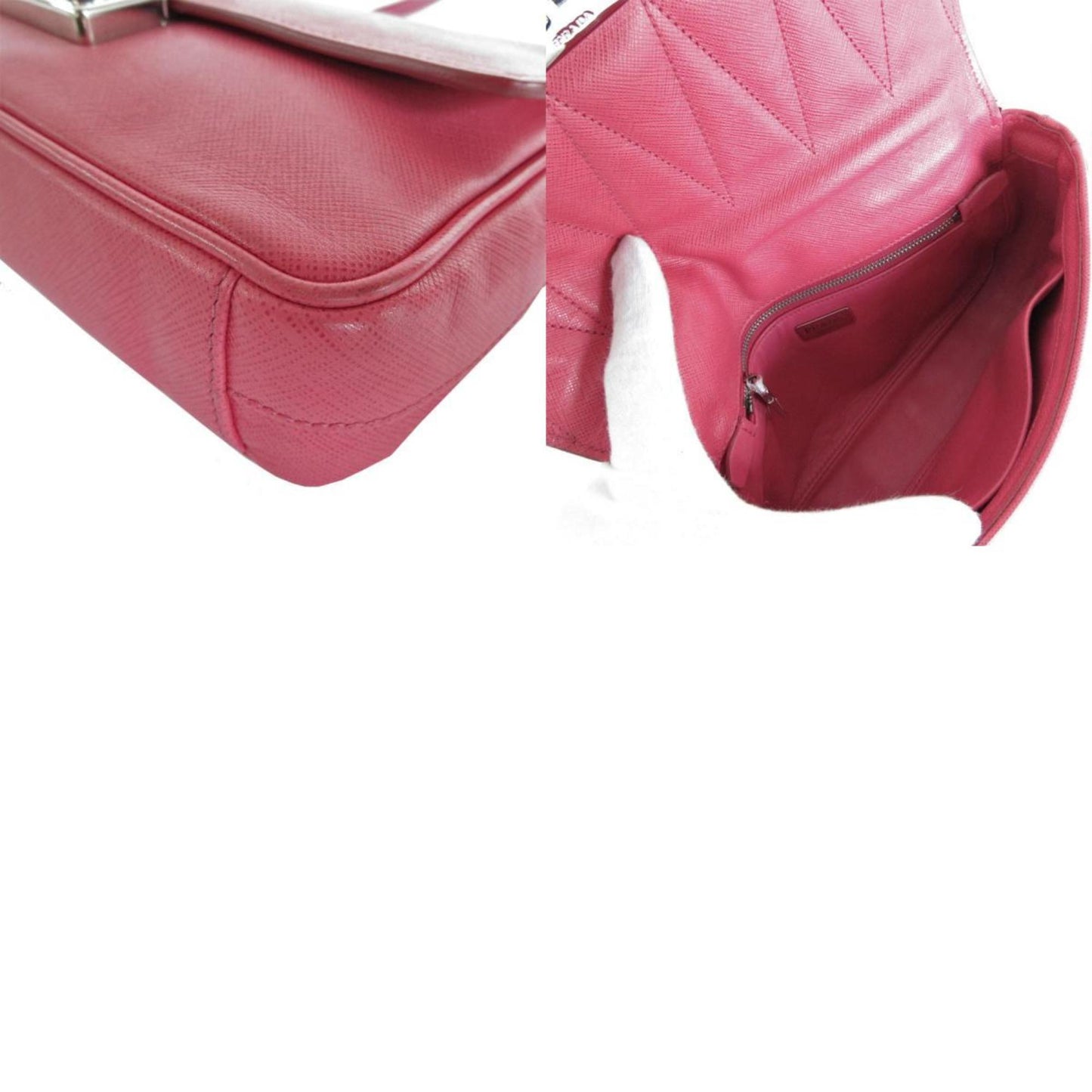 Prada Saffiano, Pink, Leather, shoulder