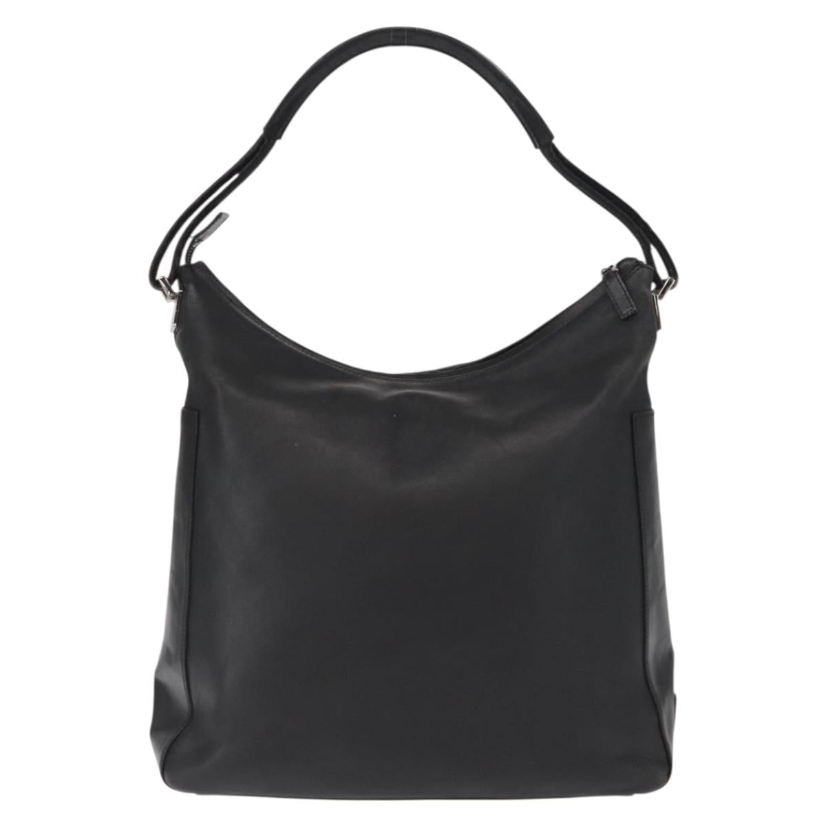 Gucci Vintage Interlocking G Flap Shoulder Bag Leather, BLACK, LEATHER, Shoulder bag