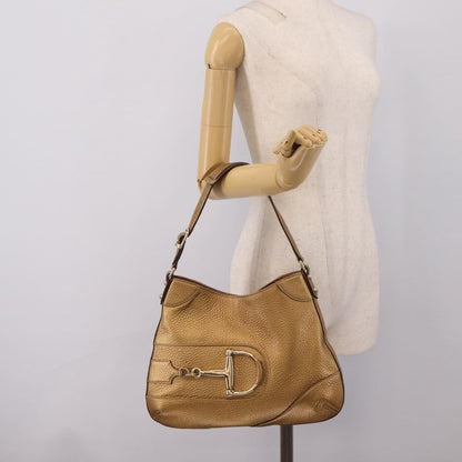 Gucci Shoulder Leather, Gold, Canvas, Shoulder Bag